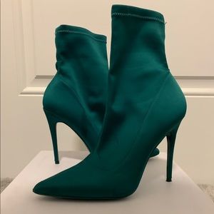 Emerald Satin Aldo Sock Heels